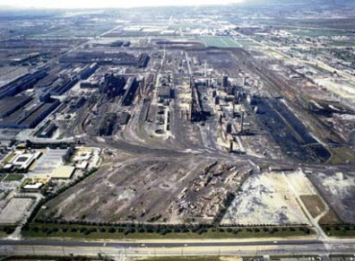 Aerial photo of a superfund site