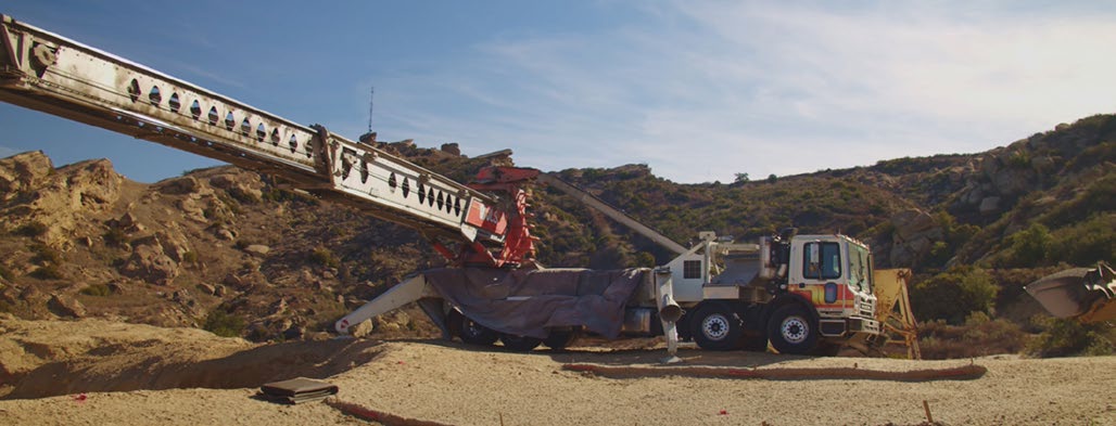 Photograph of a truck mounted crane during remedial activities at the Santa Susana Field Laboratory.