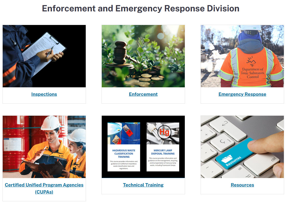 New Enforcement and Emergency Response Division landing page